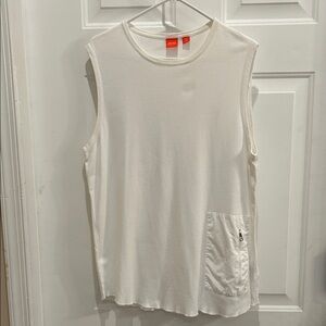Hugo Boss Cream Sleeveless Muscle Tee with Pocket